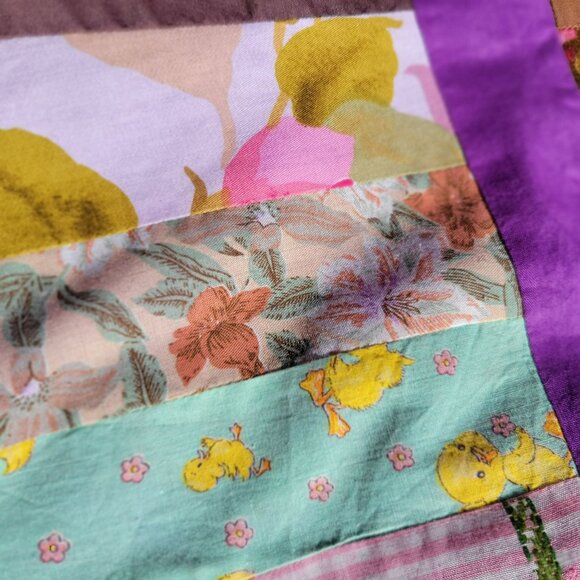 Handmade Patchwork Quilt Home Ec Project With Purple Borders No Batting - Picture 10 of 16